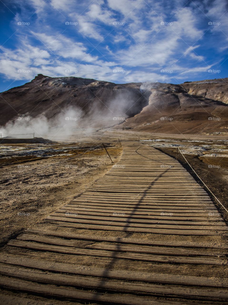 Akureyri, Iceland pathway in the geothermal park 