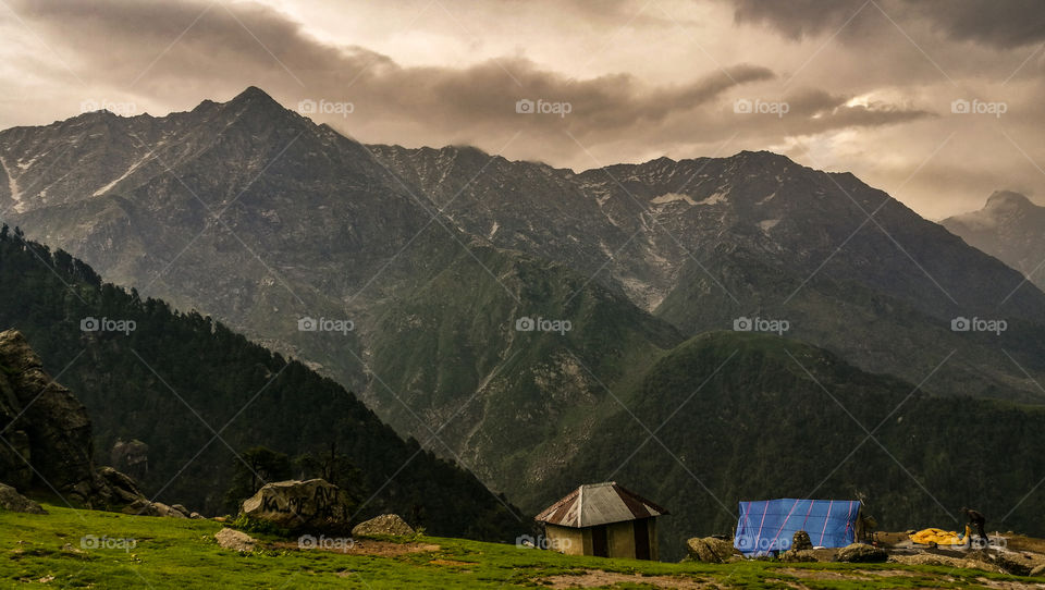 view of mountains from camping site