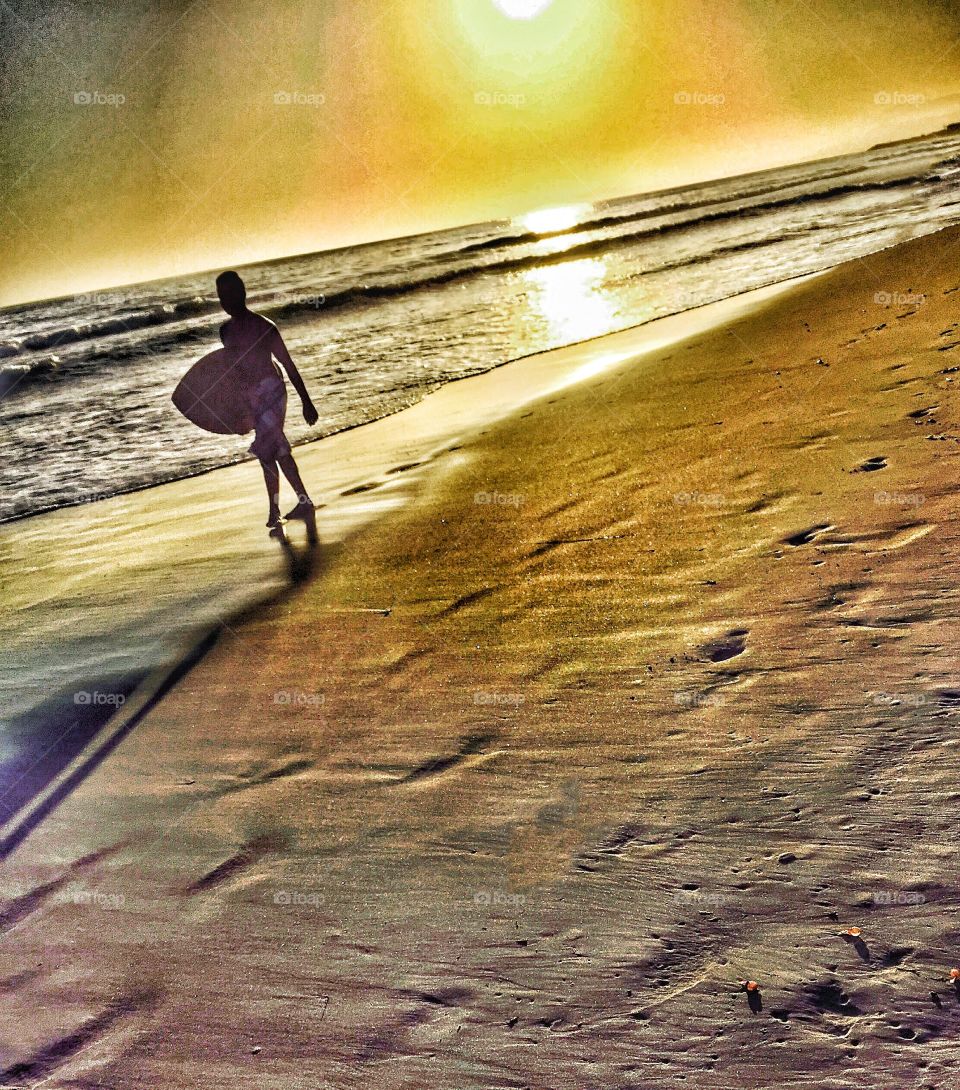 Sunset Surfer At End Of Day