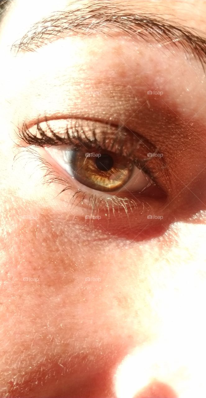 hazel eye with sunlight