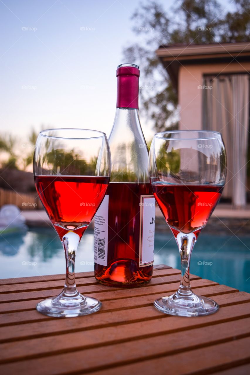 Wine poolside