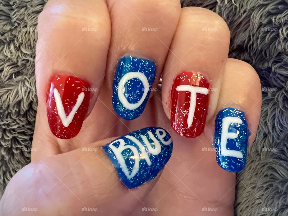 My patriotic Election Day nail design 