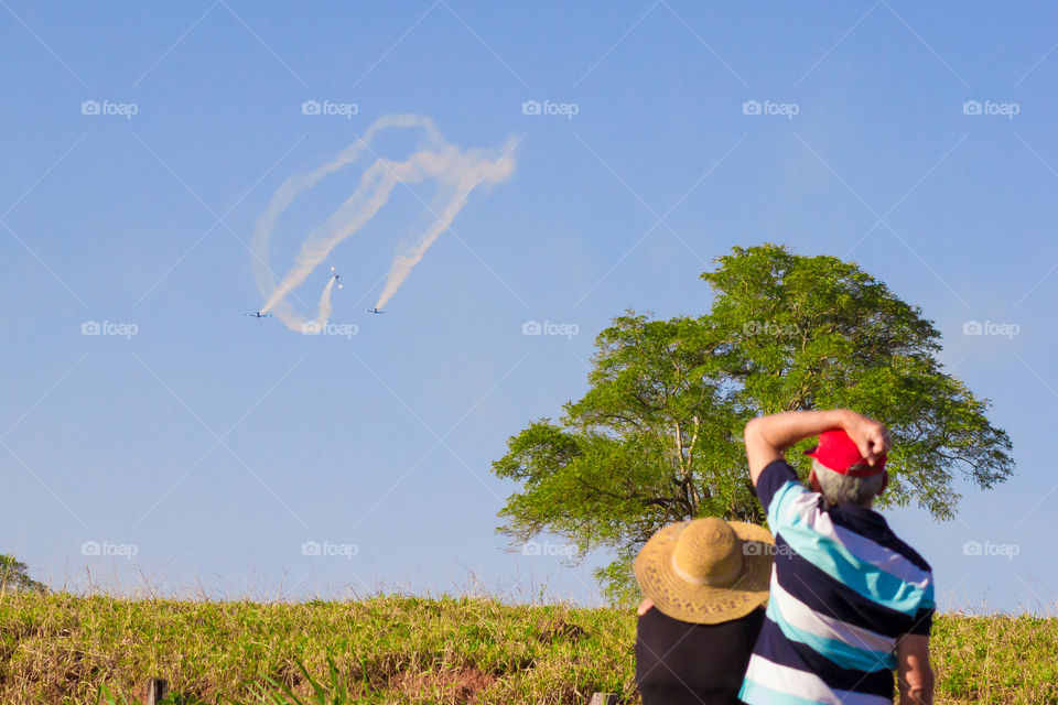 Old couple impressed with the airshow