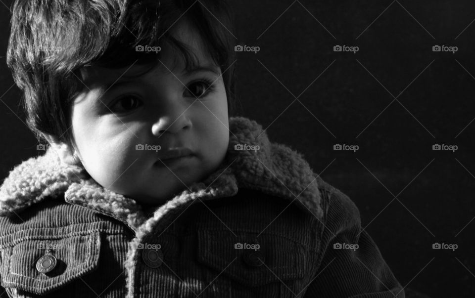 Baby in denim jacket