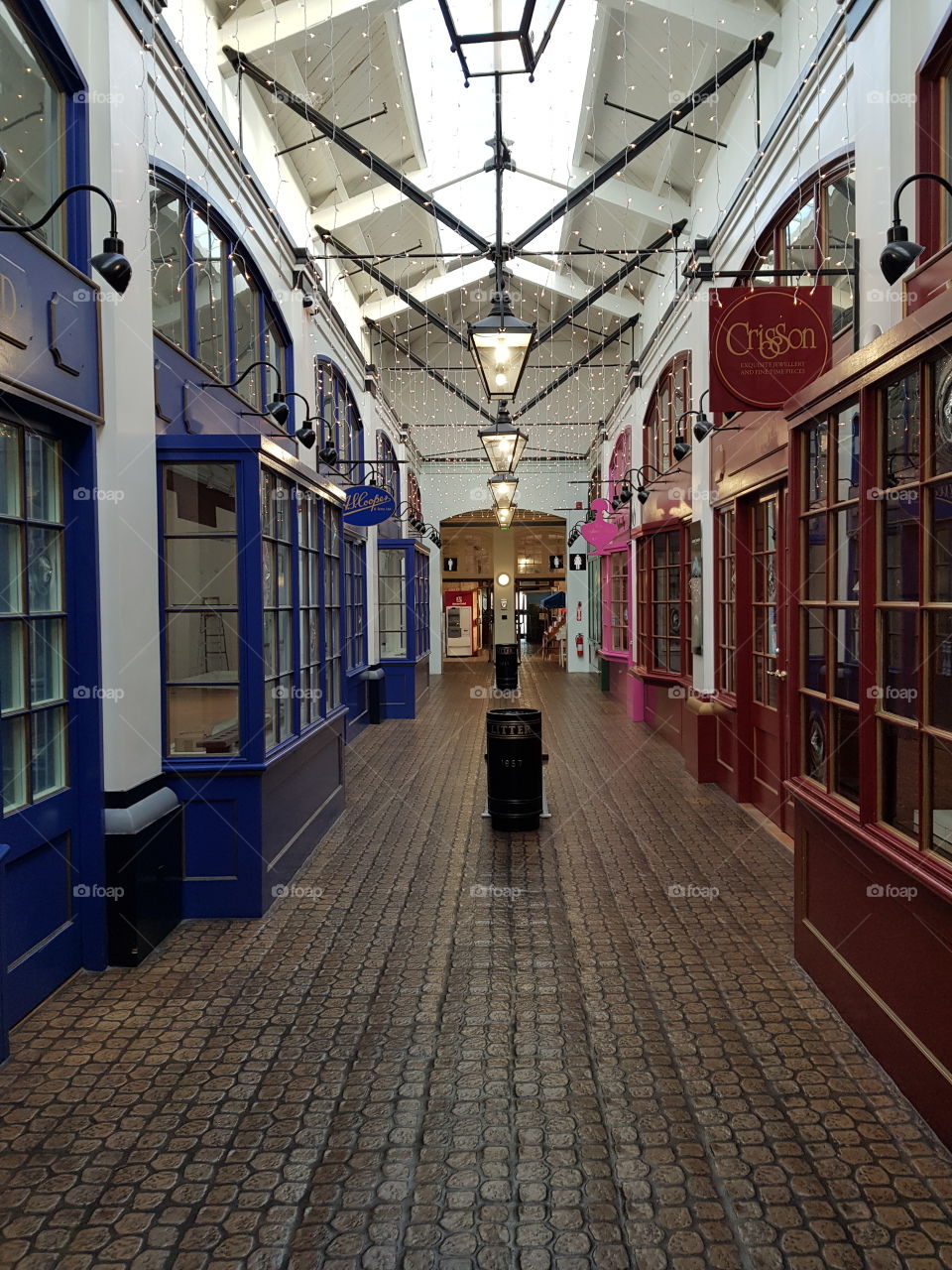 Washington Mall in Dockyard, Bermuda. Old mall with small shops. Feel the history as you walk through.