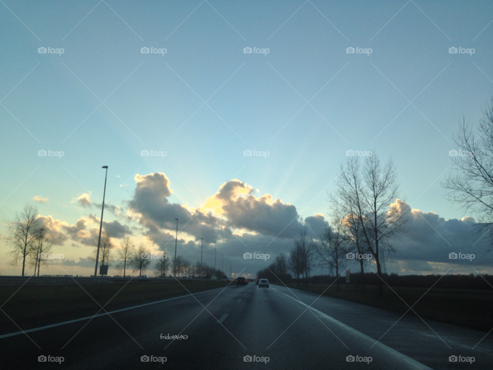 sky clouds sun highway by frido1969