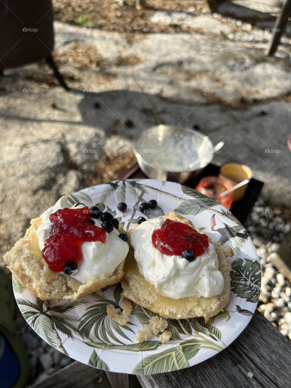 Scones with strawberry jam and cream