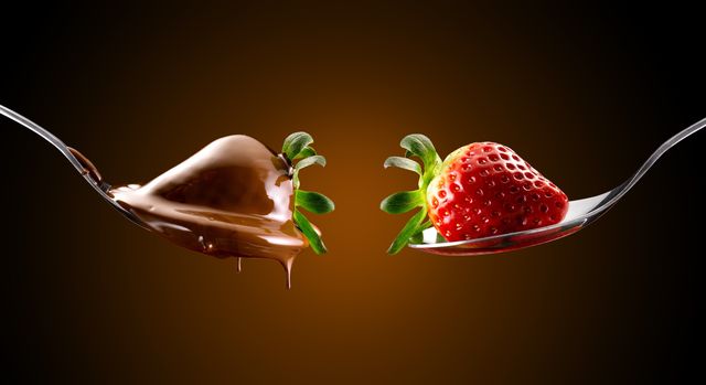 Fresas solas y con chocolate