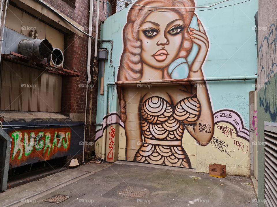 Wall art in Melbourne Australia CBD by Deb