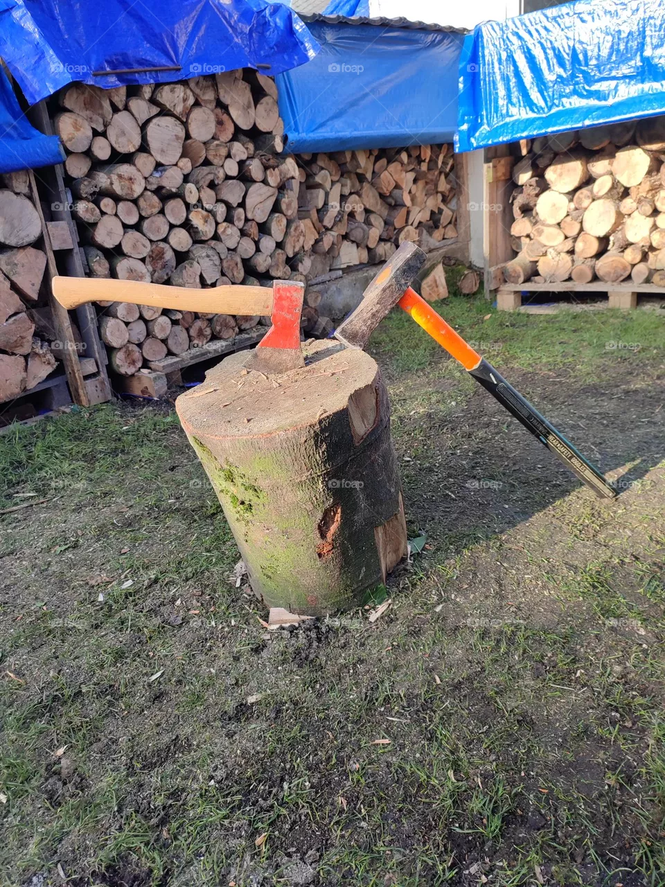 Splitting wood