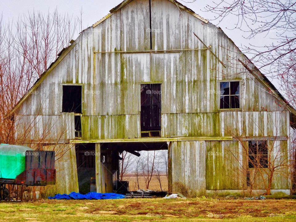 Close up of old barn