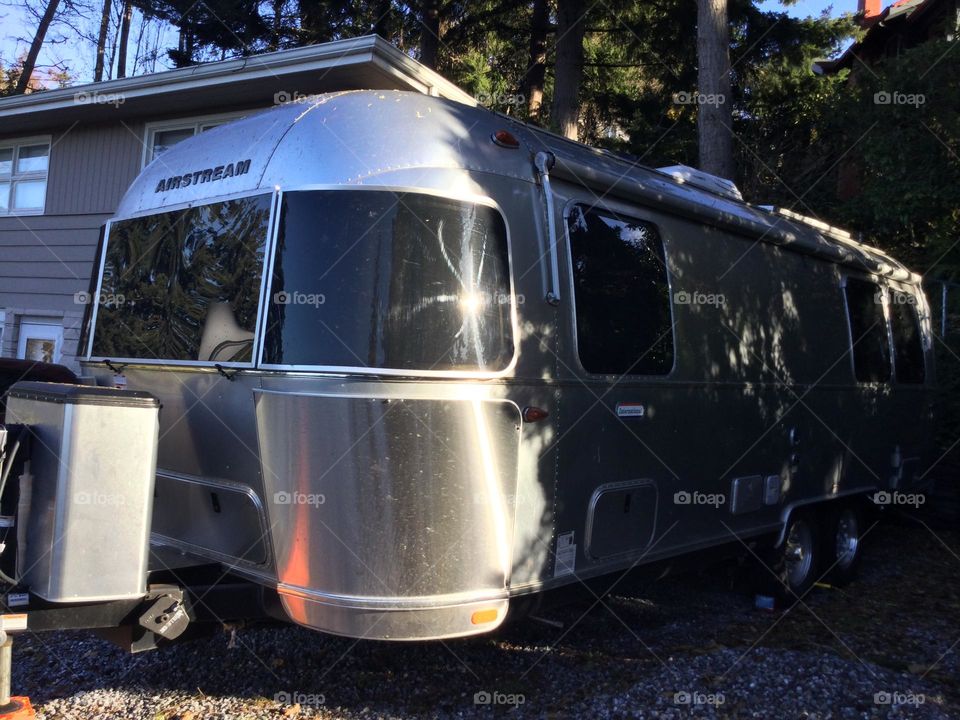 Old Airstream metal camper trailer 