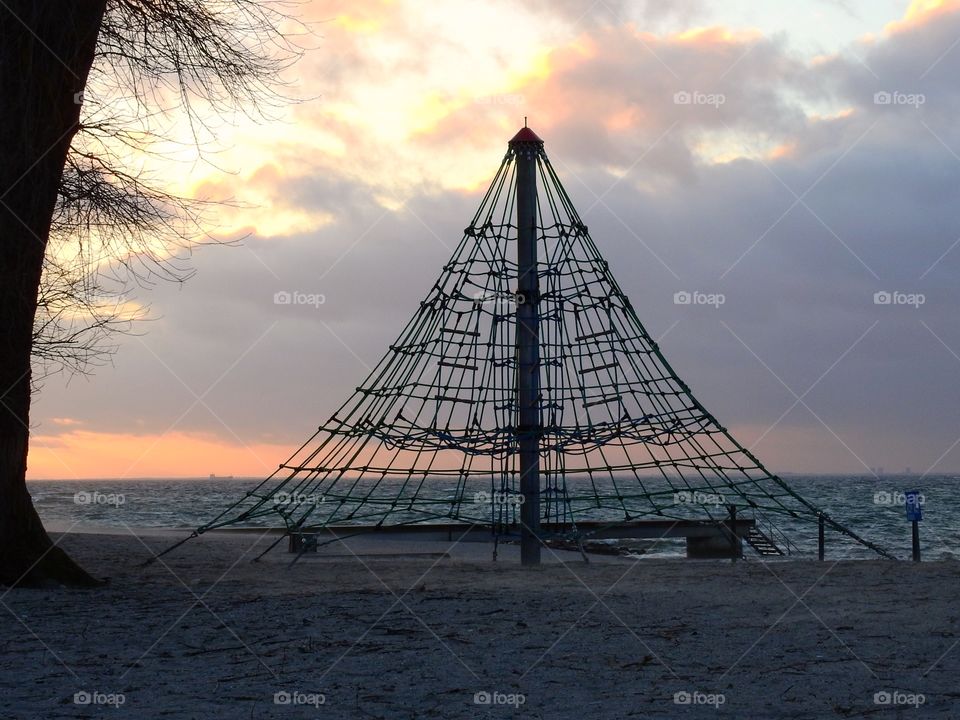 Climbing net play ground with a view