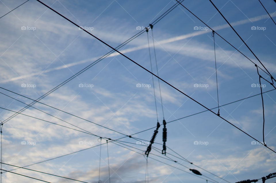 sky blue lines electricity by lexlebeur