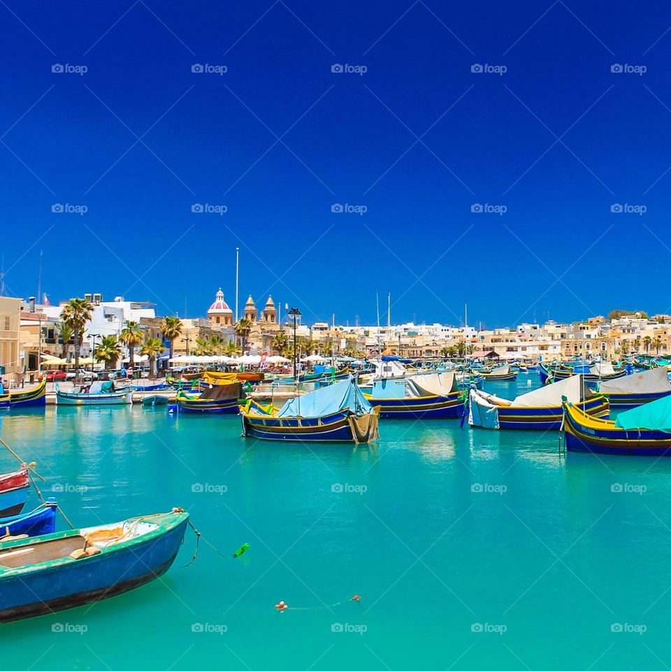 Boats on turquoise sea
