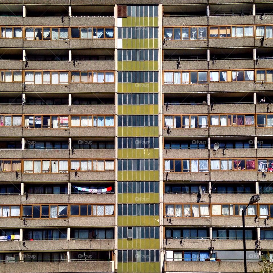 Close-up of concrete housing