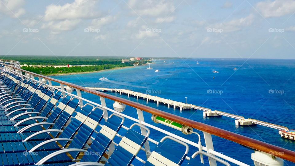 Chairs lined up on the ship