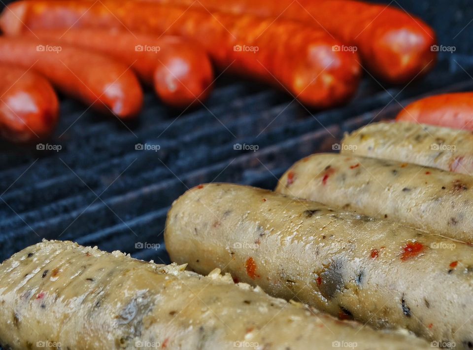 Sausage And Hotdogs On The BBQ