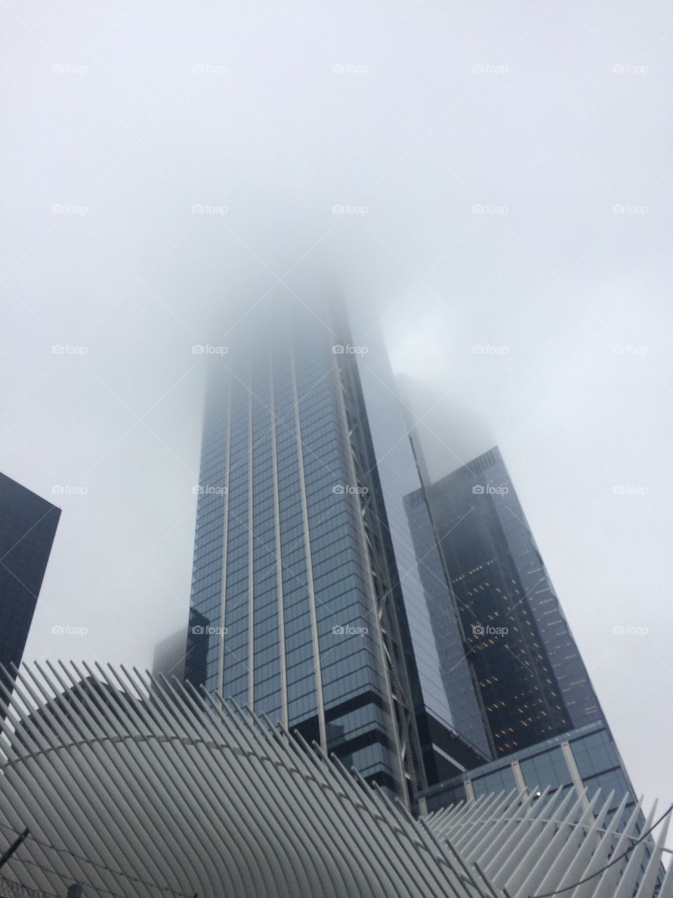 Skyscraper in fog