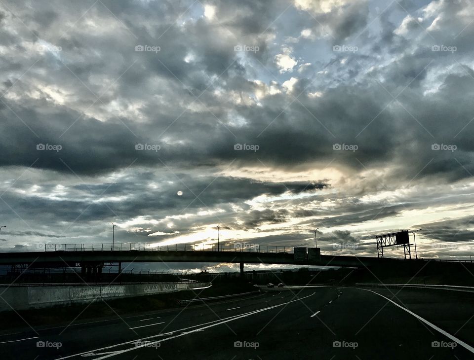 Amazing clouds on the road 
