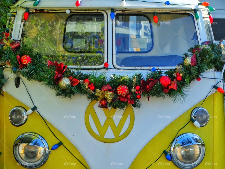 Volkswagen Bus Decorated For Christmas
