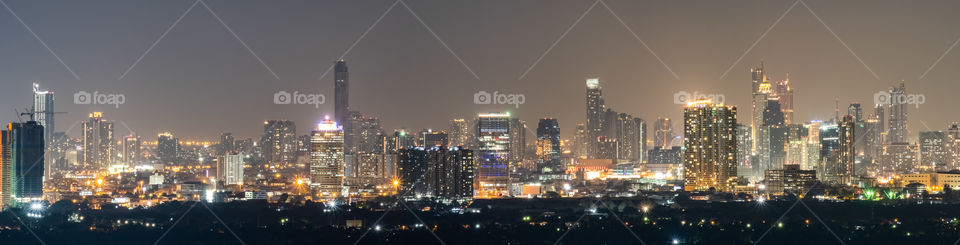 Beauty skyscraper night scene in Bangkok Thailand