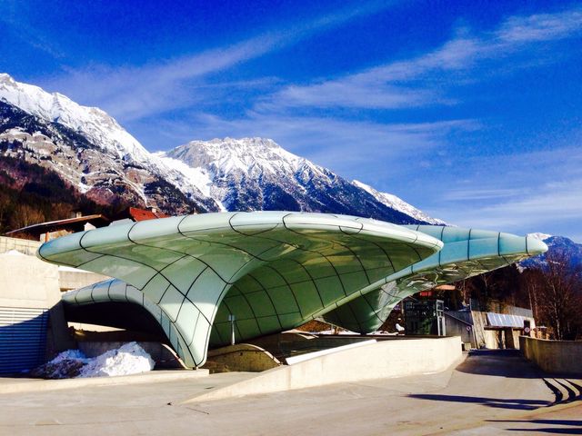 cable car station alps snow mountains landscape in Innsbruck 