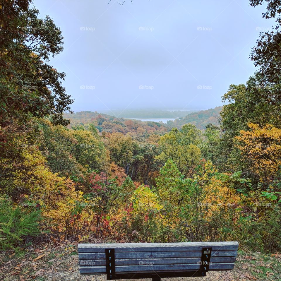 Overlook at Trail of Tears State Park in the fall.