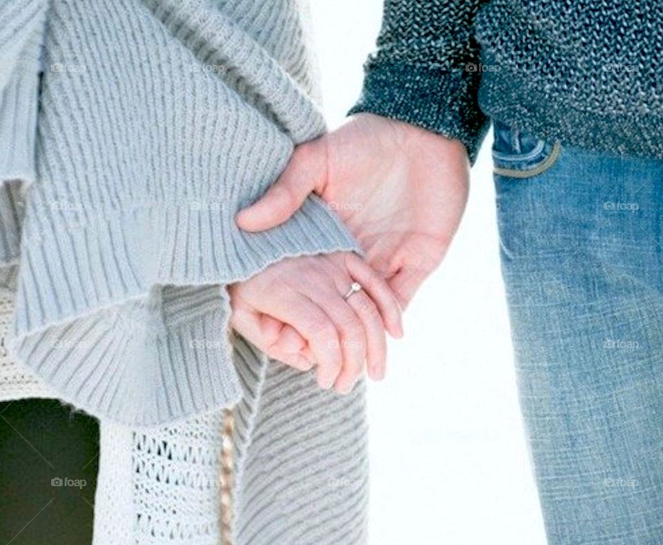 Holding hands in winter