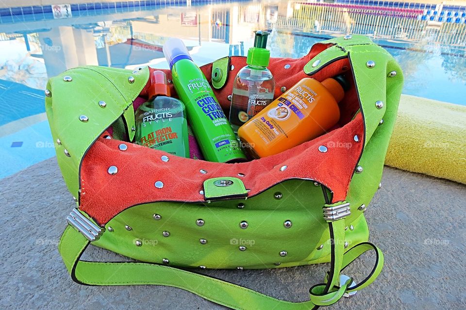 Garnier hair products poolside 