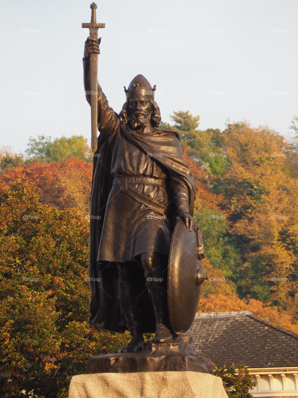 Statue IN Winchester on an autumn day