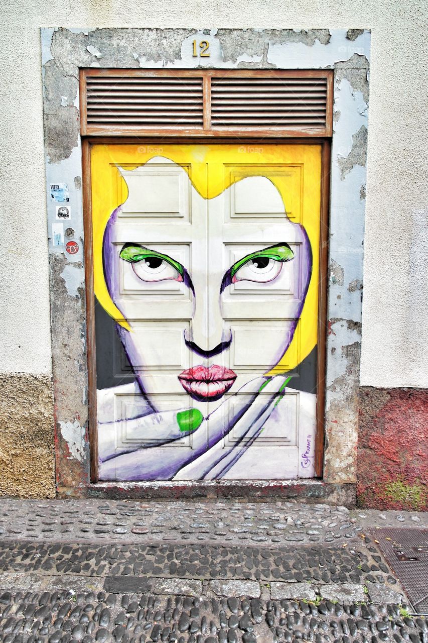 Graffiti on door in portugal