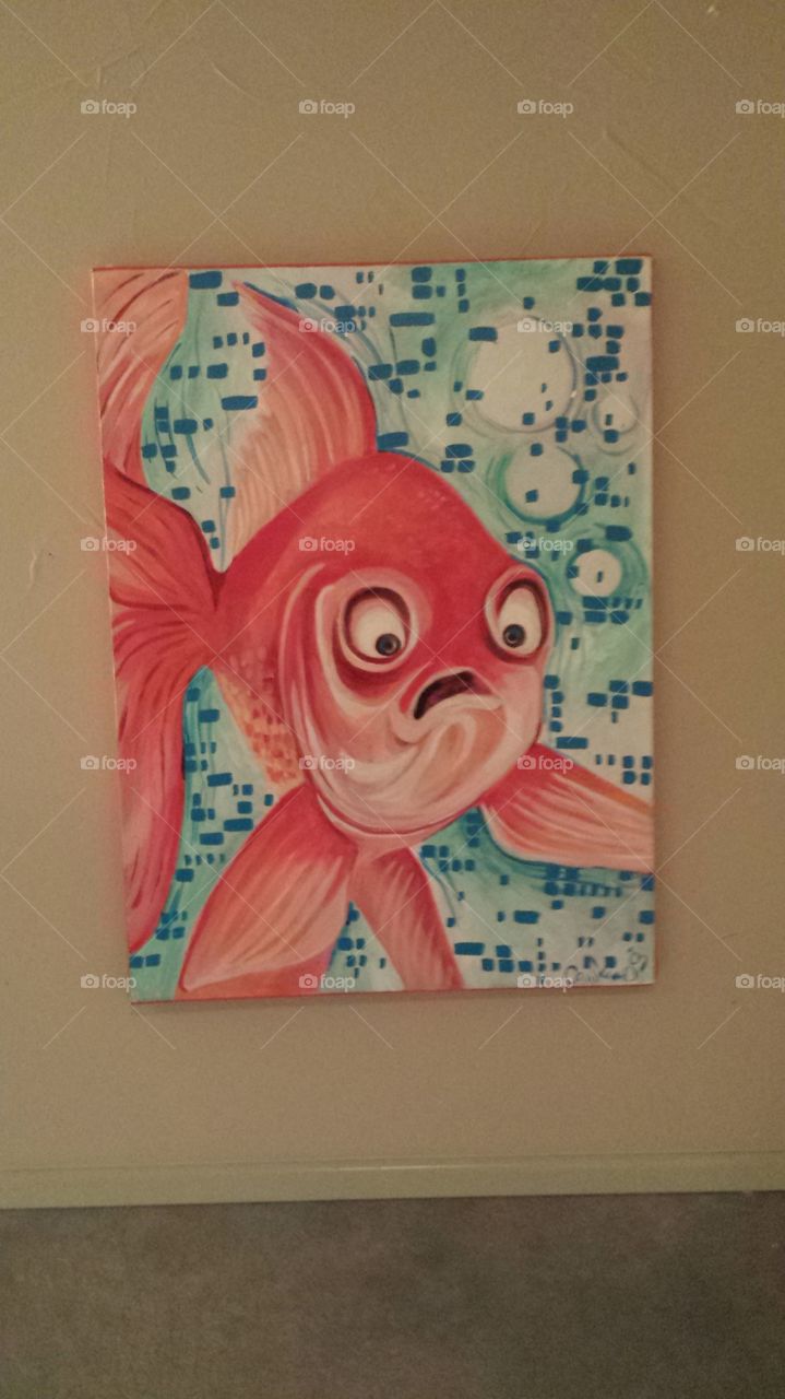 disgusted and in shock face of fish painting