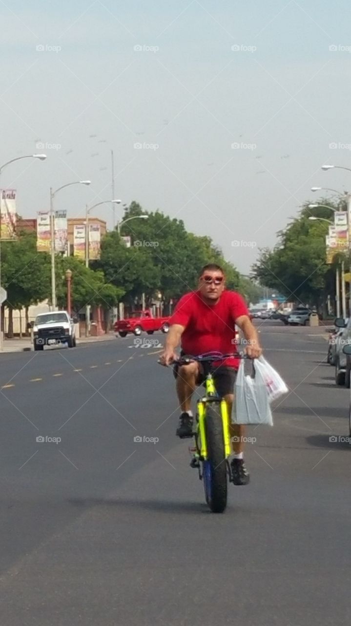 bicycle . saw this random person riding a bike 