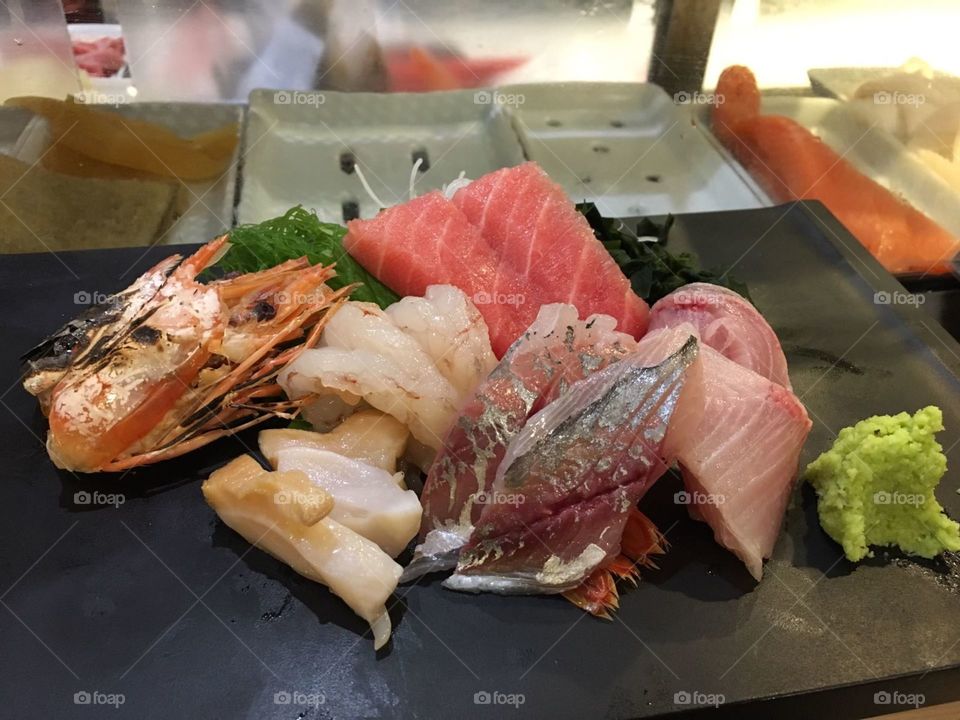 Delicious sashimi, sushi from restaurant  