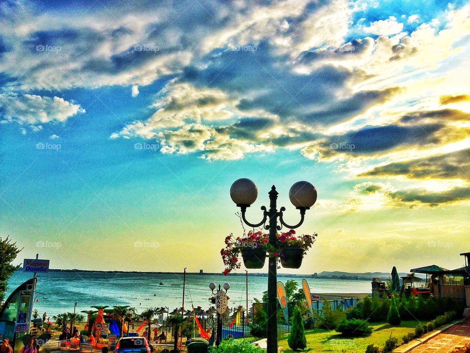 beach sky summer clouds by penguincody