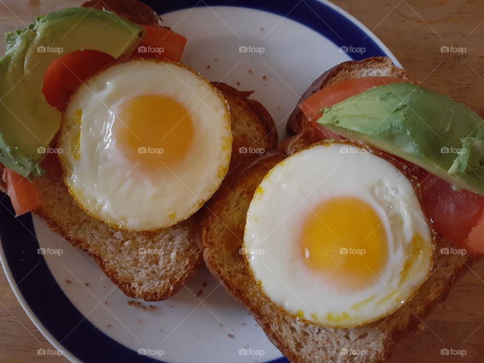 Baked Eggs, Avocado, Tomato, and Toast