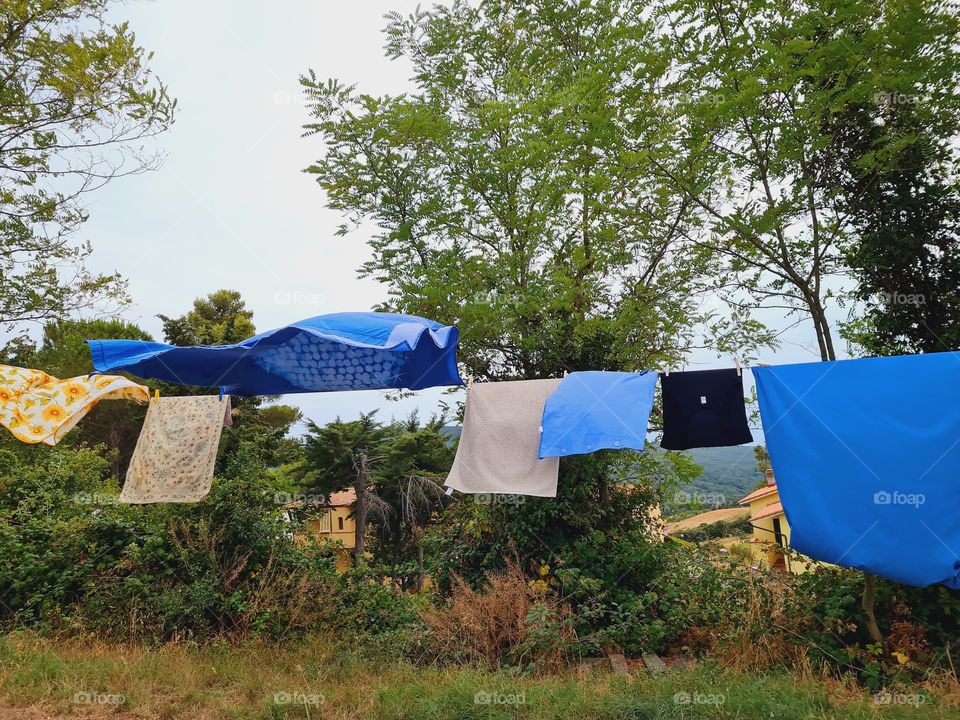 clothes hanging out to dry