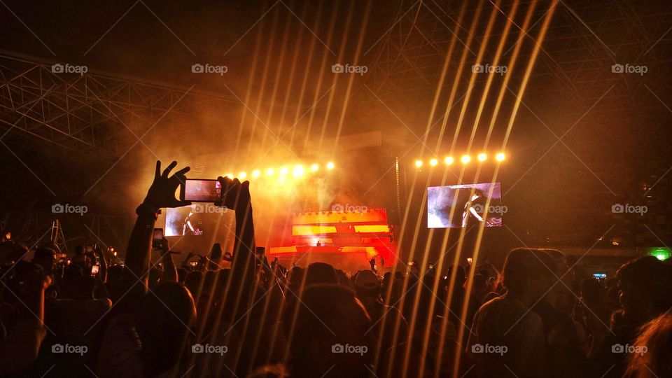 Crowd of people at the concert at night