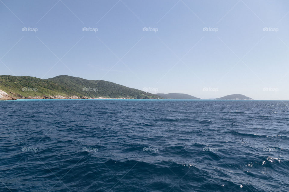 Praia com paisagem linda e fantástica no Brasil, na região do Lagos no Rio de Janeiro, em Arraial do Cabo
