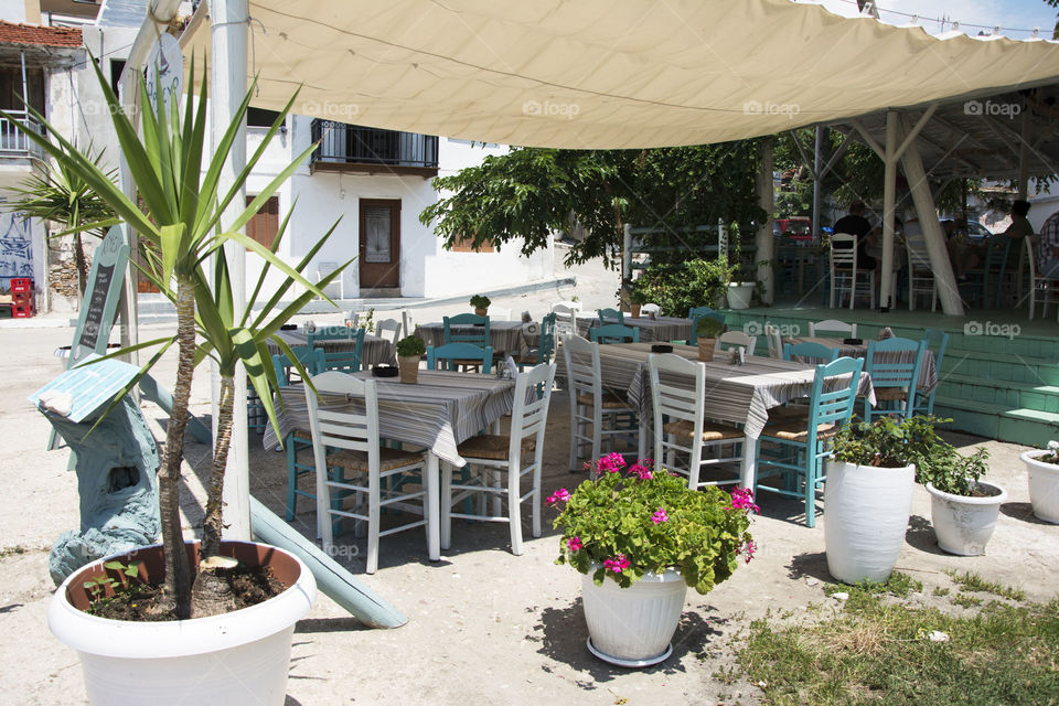 Greek restaurant. Greek restaurant at Skala Marion,Thassos island,Greece