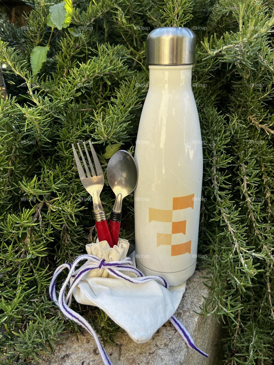 Reusable bottle and utensils