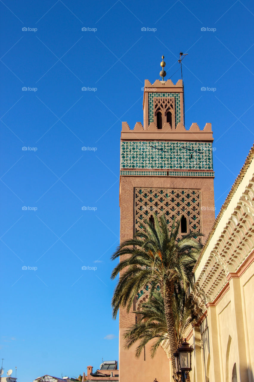 Blue skies and Moroccan architecture 