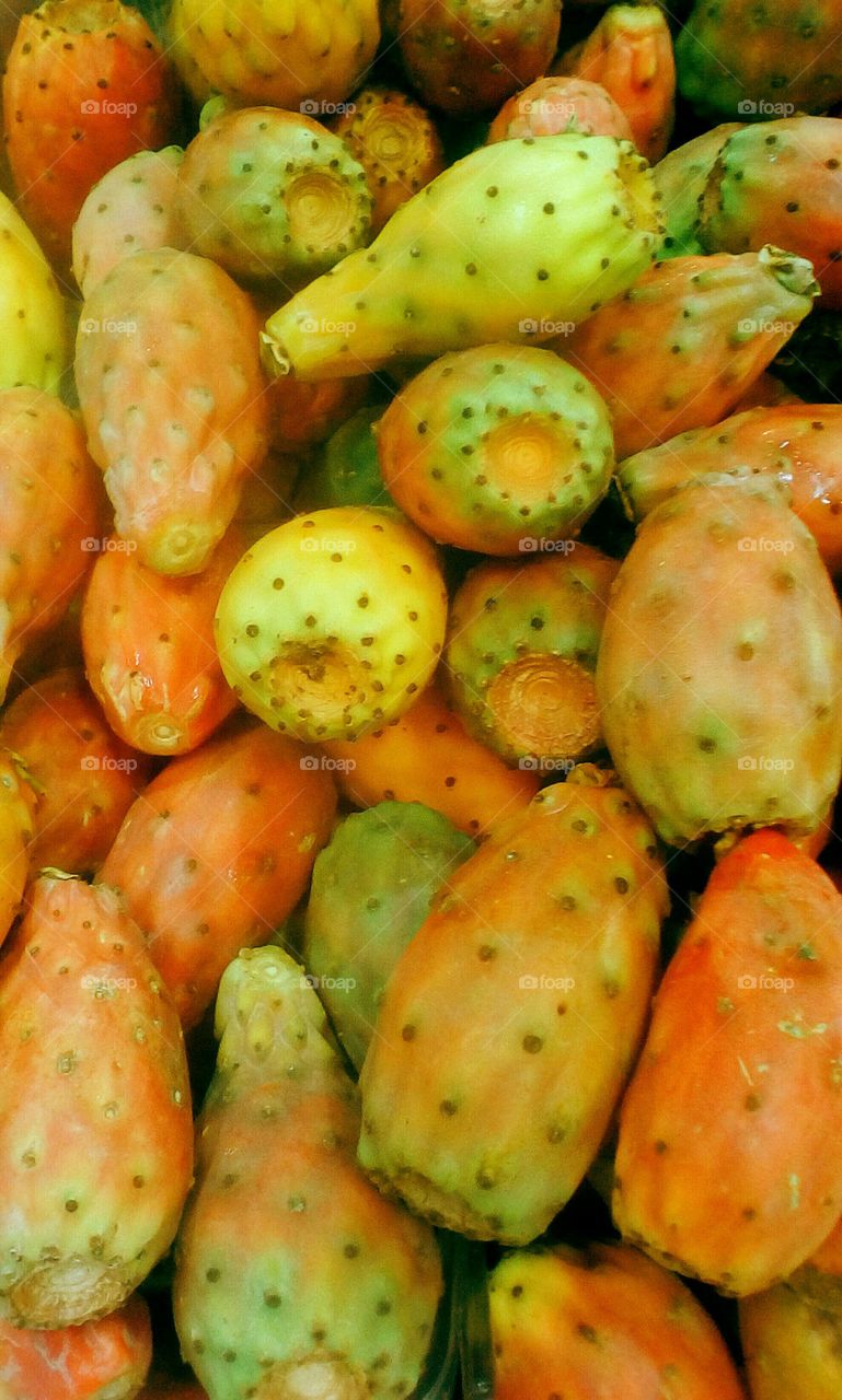 Abundence of tropical exotic colorful healthy sabra-fruit