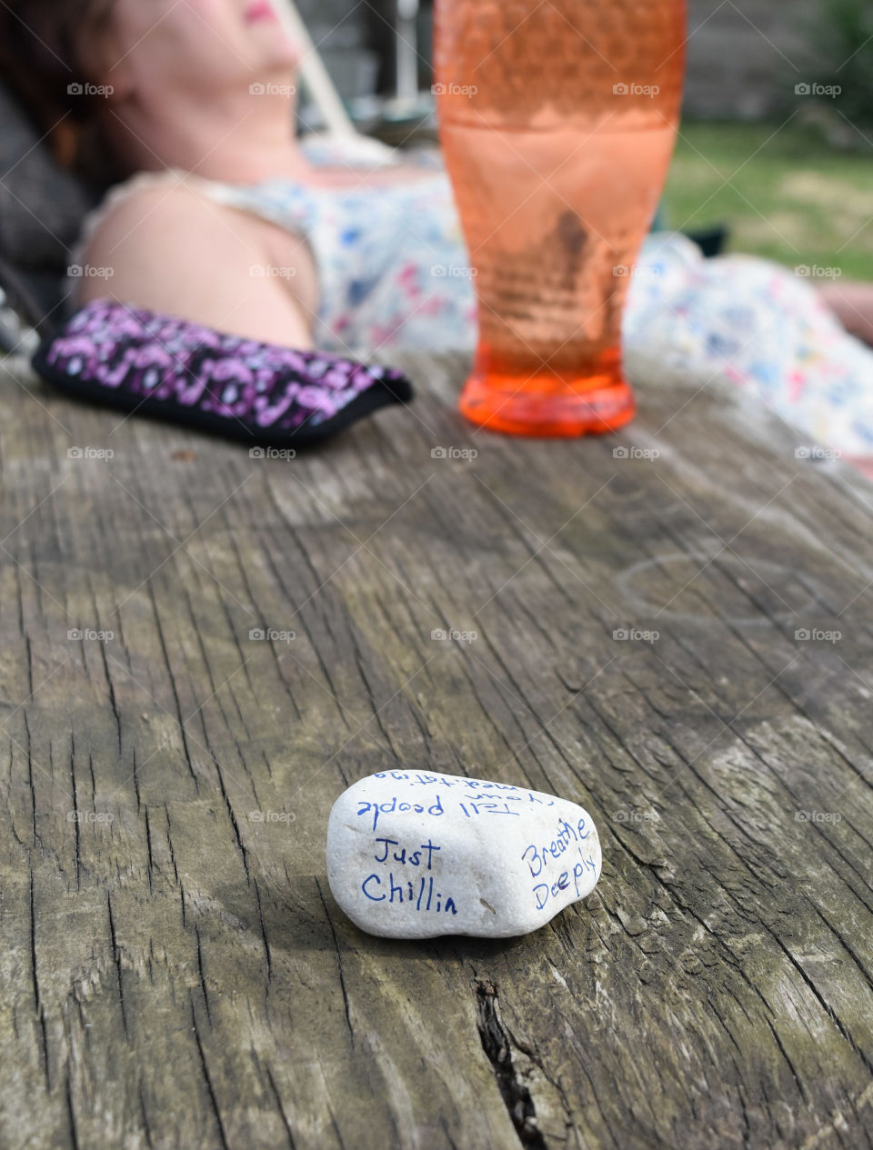 Close up of an affirmation stone