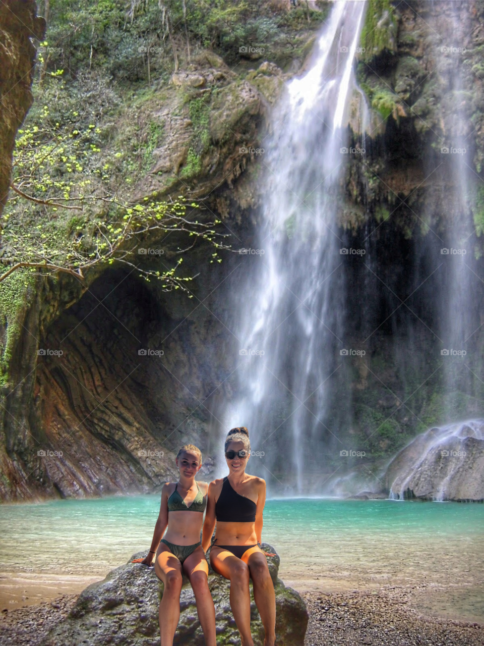 mother and daughter waterfall