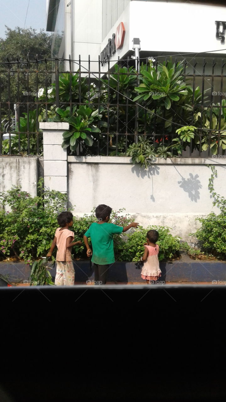 Street children playing in the street