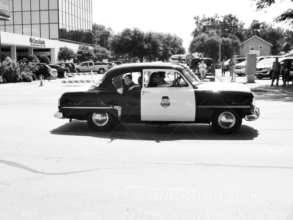 1950's police 🚨 car 🚗. This is a picture of a old police 🚨 car 🚗 that appeared in the local parade of Graham Texas