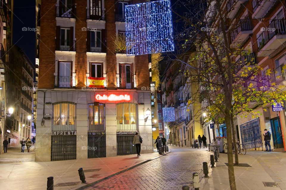 Street in Madrid by night 