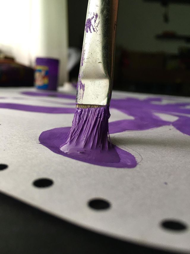 Purple picture. Painting.